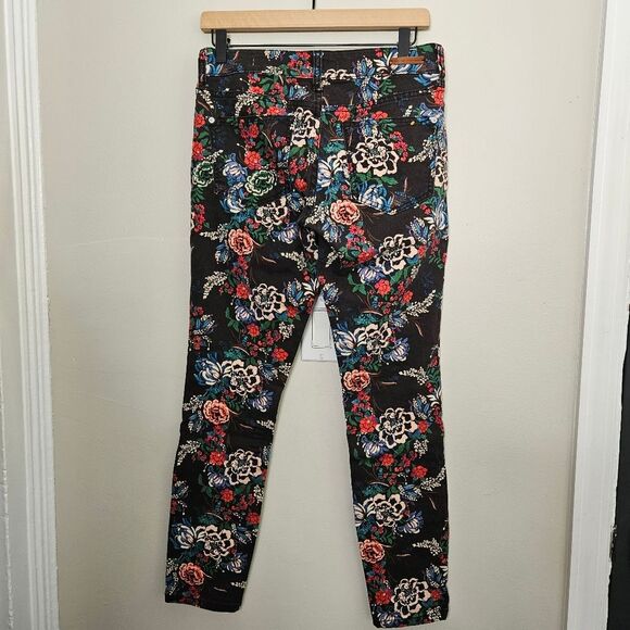 Anthropologie Pilcro Black Denim Floral Print Skinny W27 - Picture 3 of 9